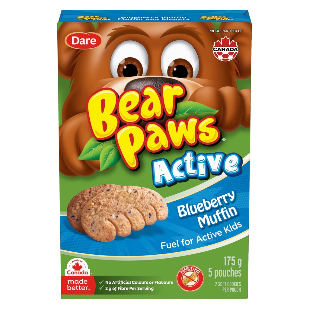 Pattes d'ours Biscuits tendres au Pattes d’ours Actifs Muffin aux bleuets, 175g (5 Sachets)