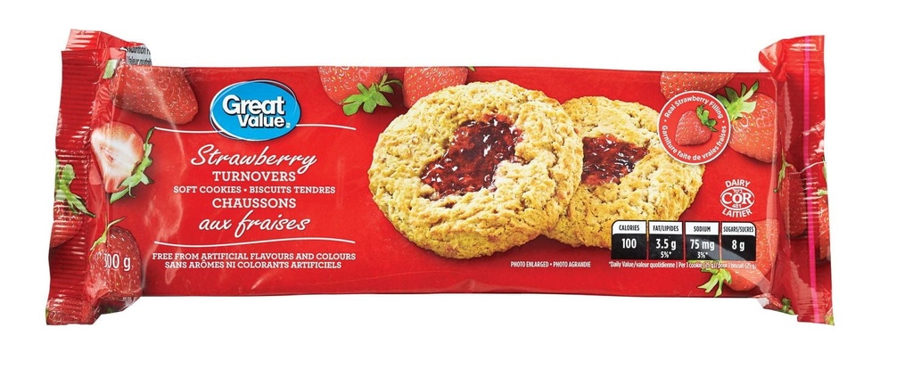 Biscuits tendres chaussons aux fraises de Great Value