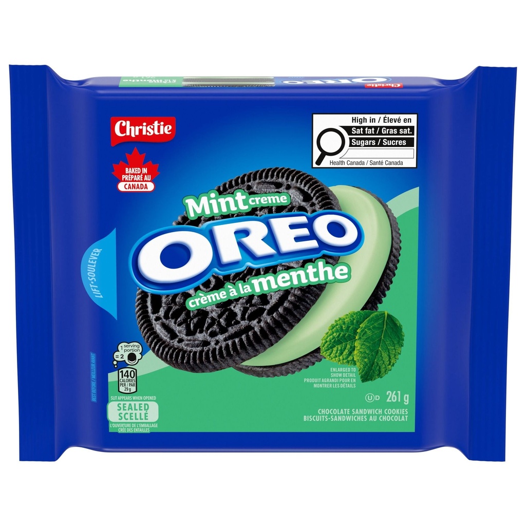 Biscuits-Sandwiches Oreo Crème À La Menthe, 1 Emballage Refermable De