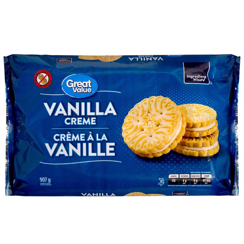 Biscuits sandwichs crème à la vanille Great Value