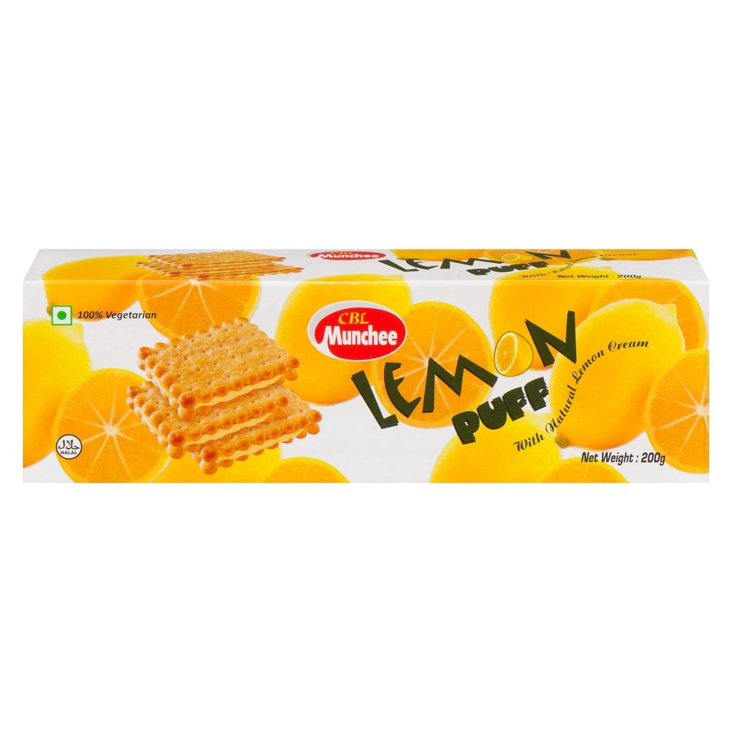 Biscuits de souffle croustillant de Citron Munchee, 200g Boîte