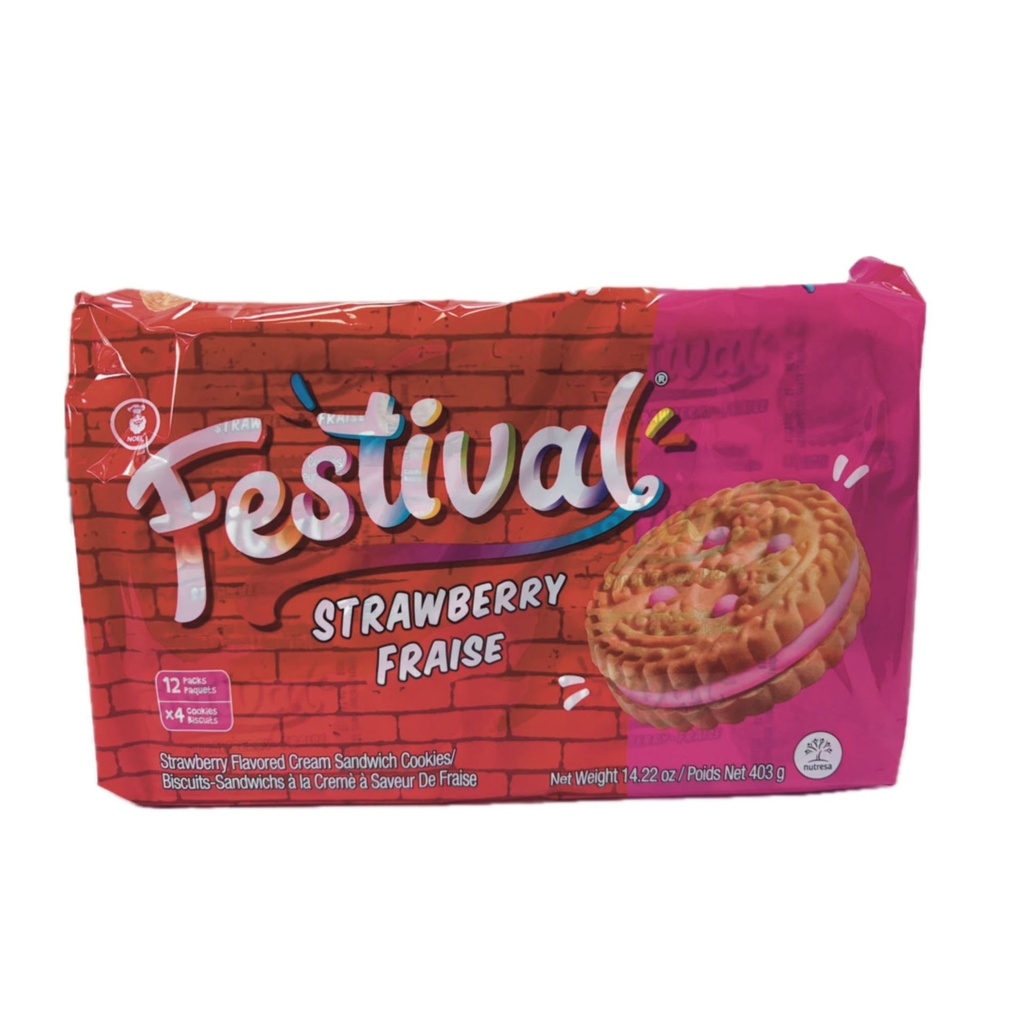 Biscuits au fraise fourrées de crème de vanille Festival