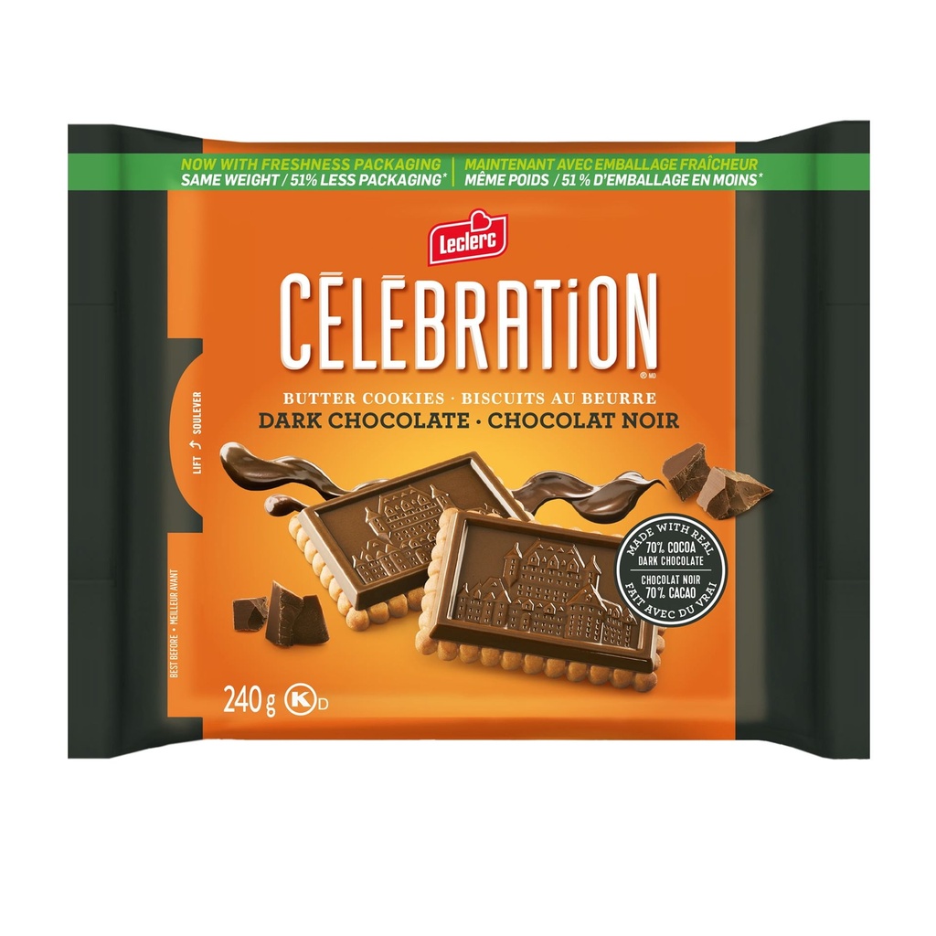 Biscuit Tablet Chocolat Noir 70% Celebration Leclerc