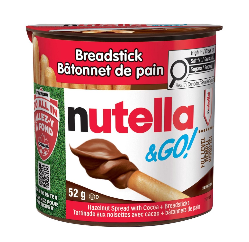NUTELLA & GO! Pâte à tartiner aux noisettes et au cacao avec bâtonnets de pain, paquets de collations, collations parfaites pour les enfants