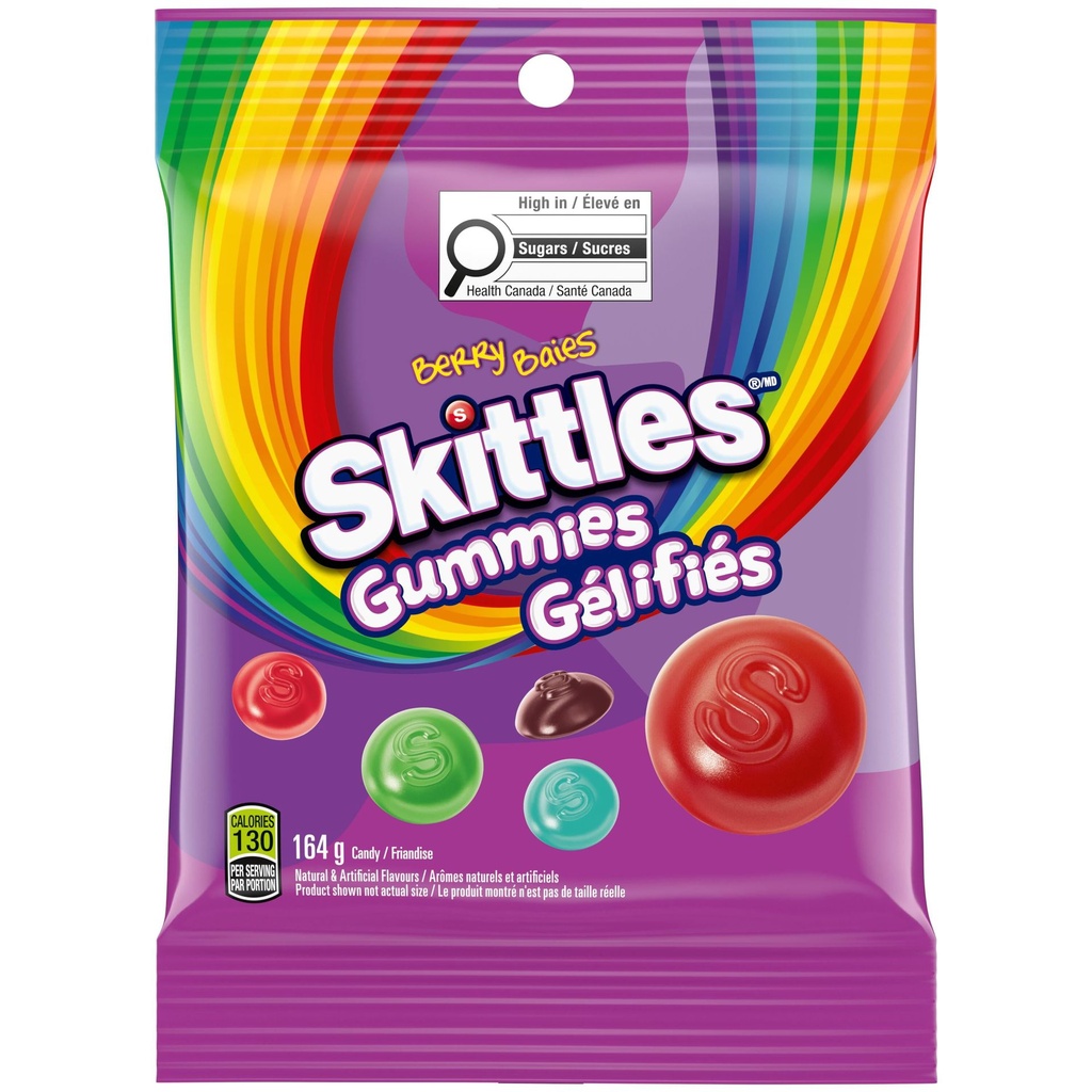 SKITTLES, Baies sauvages, bonbons gélifiés, sac, 164 G