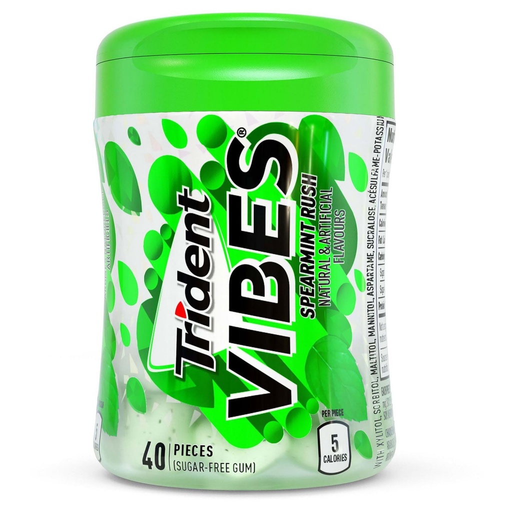 Trident Vibes, gomme sans sucre, Éclat de menthe verte, 1 gobelet
