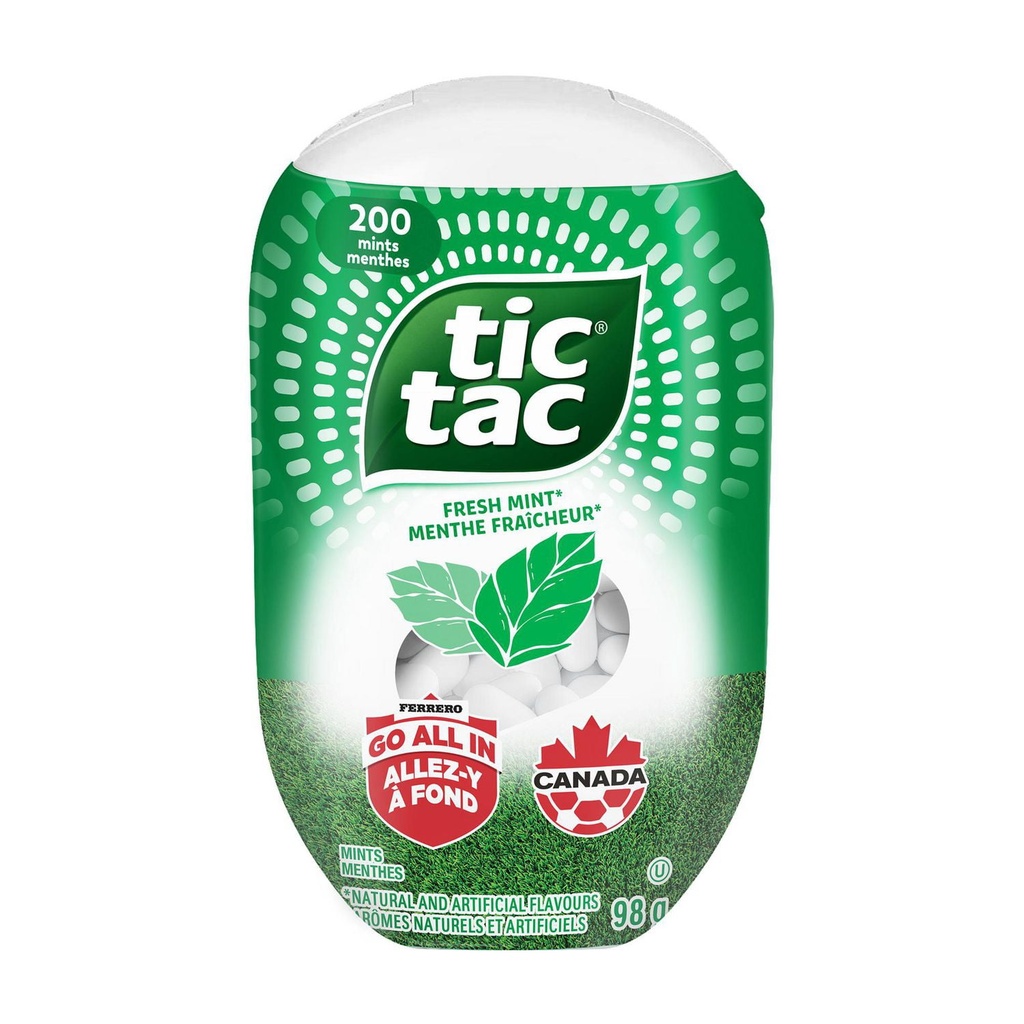 TIC TAC Menthes, Menthe fraîche, Bonbons à la menthe, 200 pilules, 98 g
