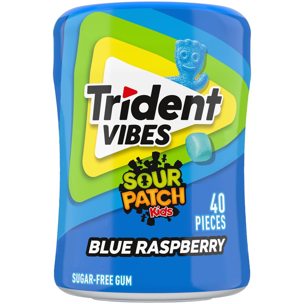 Dentyne Trident Vibes, Bouteilles de gommes Sour Patch Kids à la framboise bleue, 40mcx