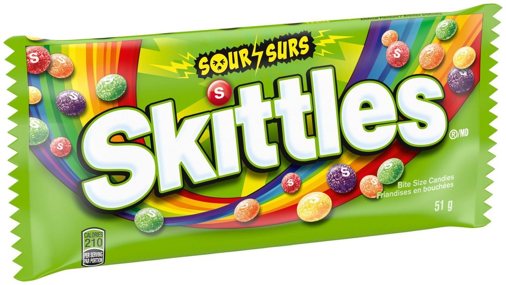SKITTLES, Surs, bonbons à mâcher, sac de format pleine grandeur, 51 g