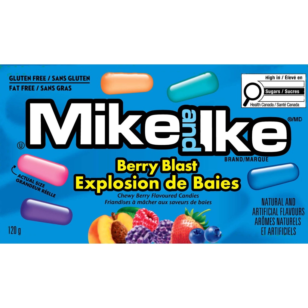 Mike and Ike_fr Bonbons a macher Mike and Ike Explosion de Baies Sauvage 120g Sans Gras Sans Gluten