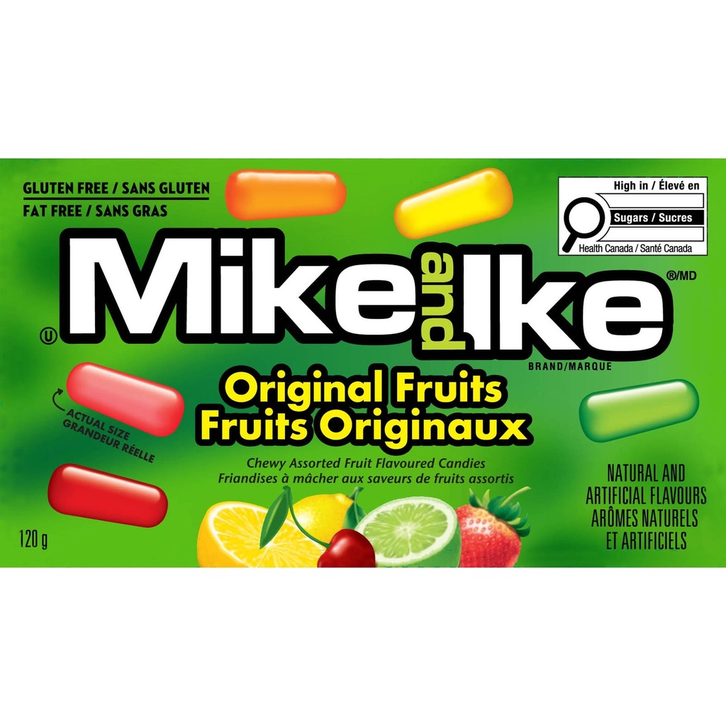 Mike and Ike_fr Bonbons a macher Mike and Ike Fruits Originaux 120g Sans Gras Sans Gluten